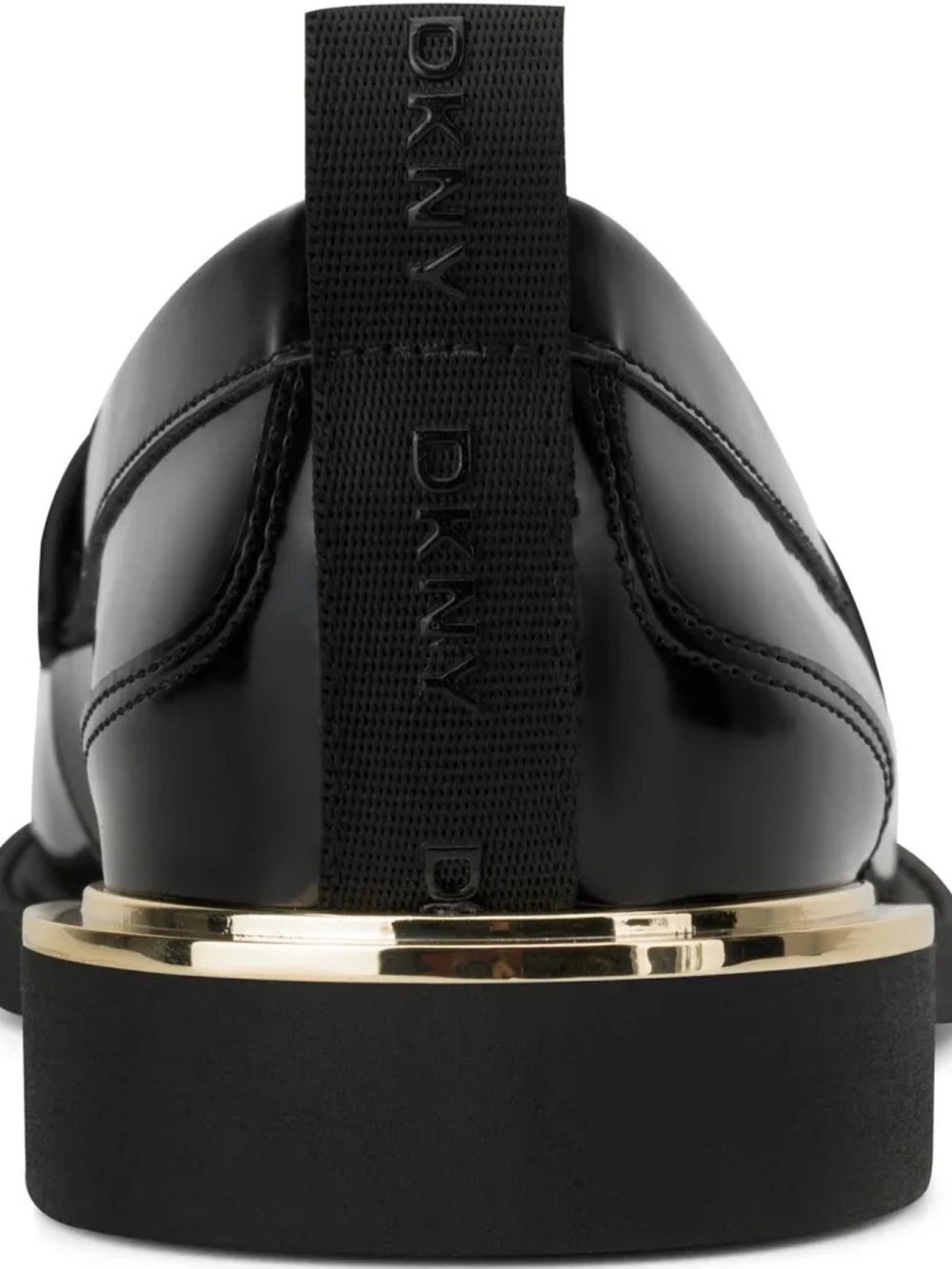 DKNY Black Patent Loafers with Gold Accent Size 10 - Picture 12 of 14
